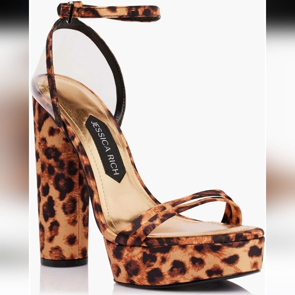 New JESSICA RICH Platform Sandal (Women) leopard tiger print high heel 39- 9 USA